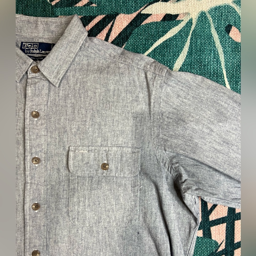 Vintage 80’s Polo By Ralph Lauren Chambray Button Up Shirt - Picture 3 of 8
